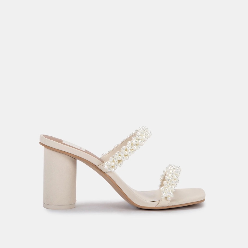 Dolce Vita Cream Pearl-Adorned Wedding Heels